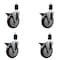 Service Caster 5'' Maroon Poly Swivel 1-1/2'' Expanding Stem Caster Set with Brake, 4PK SCC-EX20S514-PPUB-MRN-PLB-112-4 - alternate 1